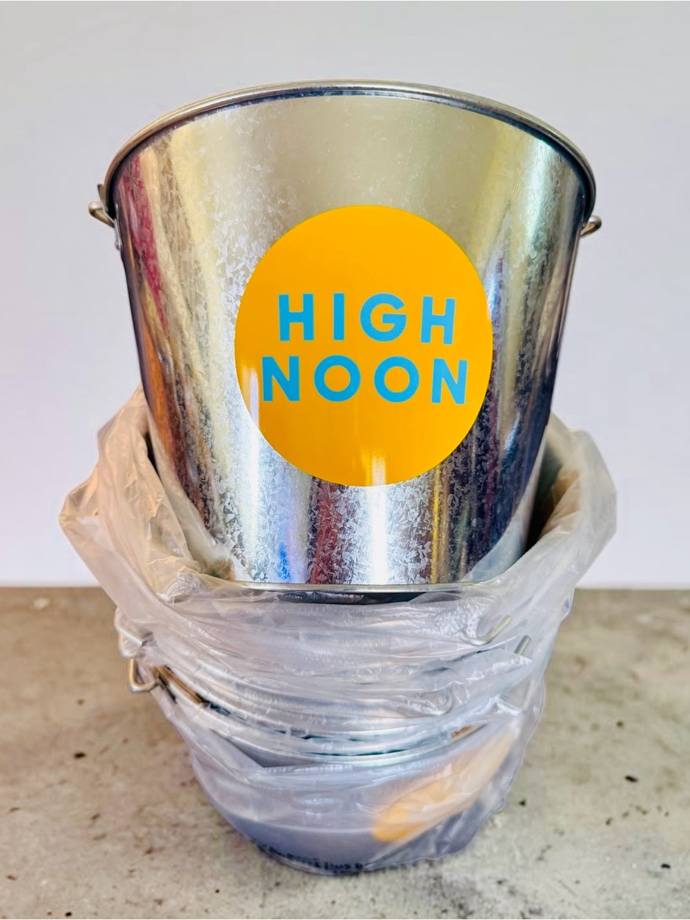 3 left NEW High Noon Sun Sips Seltzer Beer Can Promo Galvanized Metal Ice Bucket